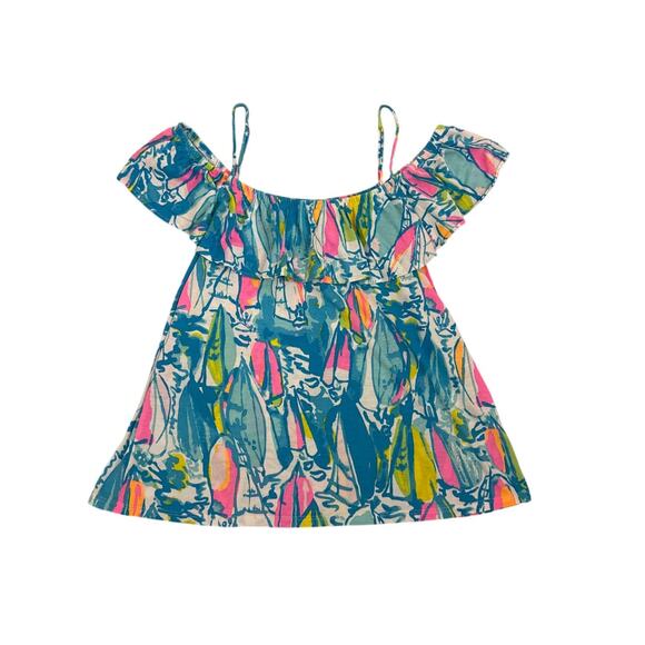 Lilly Pulitzer Tamiami Off Shoulder Preppy Beach Floral Ruffle Top Size Small - Picture 1 of 5